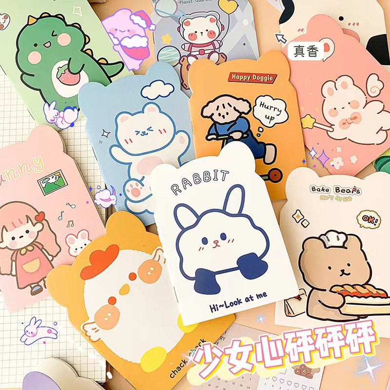 student notebook cute girl heart small notebook portable portable small notepad learning pocket horizontal line book full figure