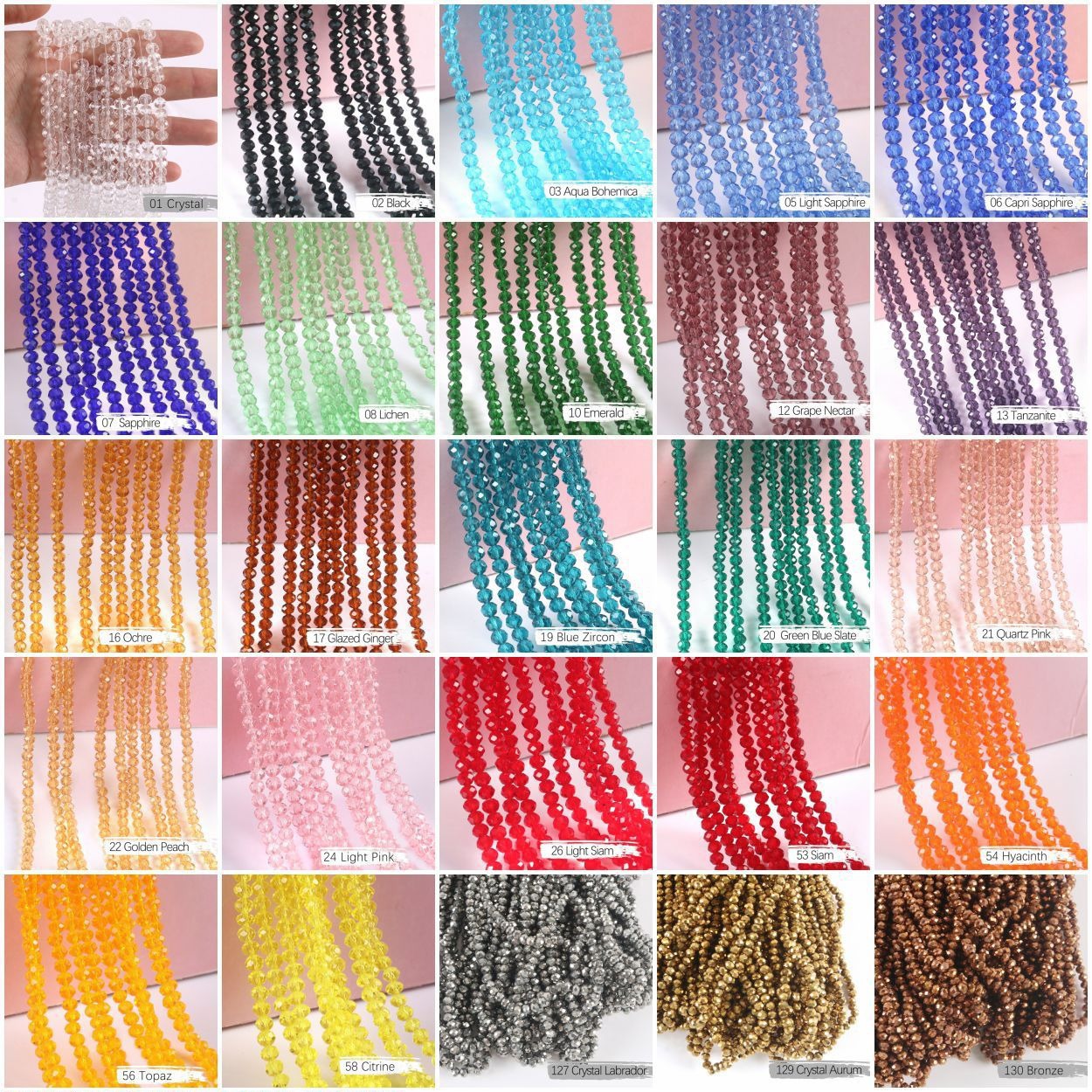 flat beads/3/4/6/8mm ornament wheel beads diy crystal beads accessories transparent ordinary color whole string Item Picture