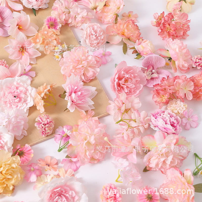 pink artificial flower fake flower diy handmade hanfu hairware accessories wedding celebration flower wall cartoon backpack gu mei material Specification drawing