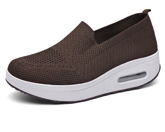 foreign trade 2025 large size women's shoes solid color breathable flyknit shoes slip-on women's sneakers socks mouth casual shoes Item Picture