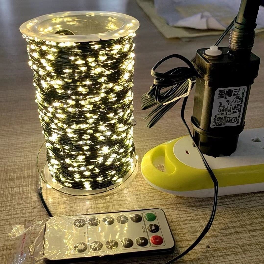 christmas tree lamp string led xingx decoration ambience light outdoor waterproof christmas decorative lights with dark green copper wire Item Picture