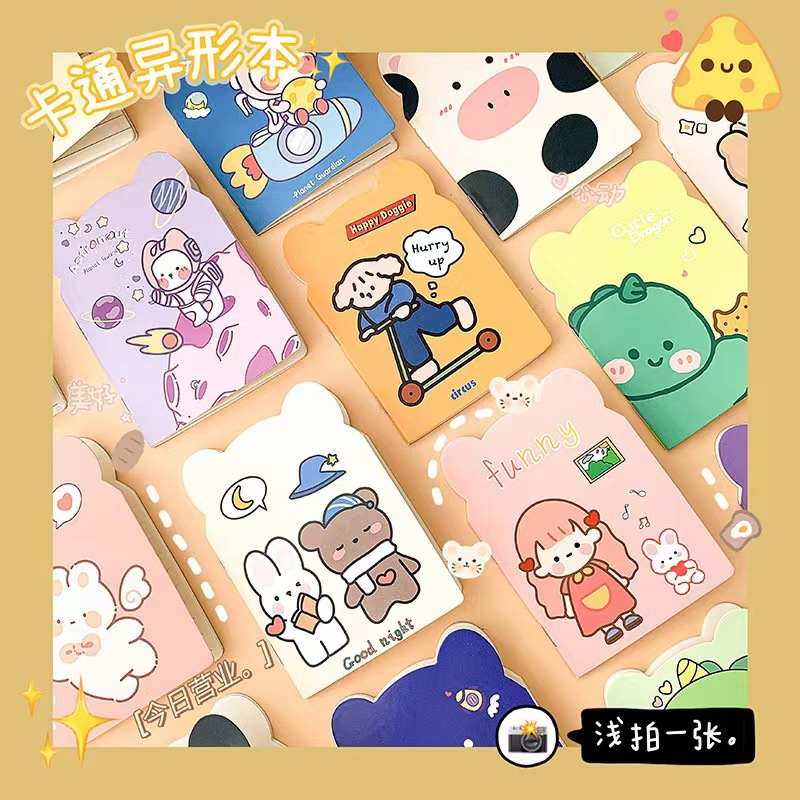 student notebook cute girl heart small notebook portable portable small notepad learning pocket horizontal line book details Picture
