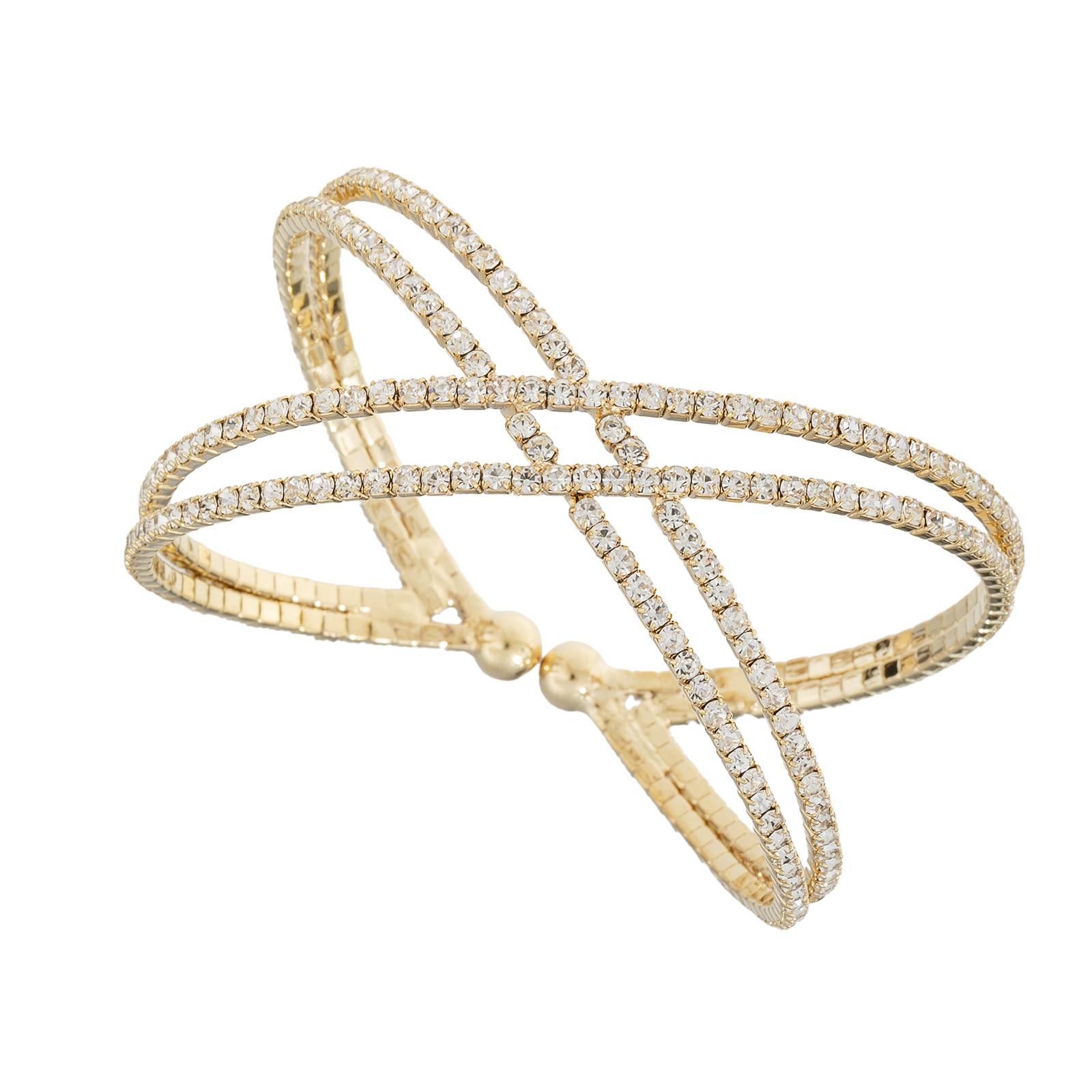 Cross-border European and American claw chain jewelry, four-row cross hollowed-out water diamond bracelet, creative new product, full diamond open hand jewelry wholesale details Picture