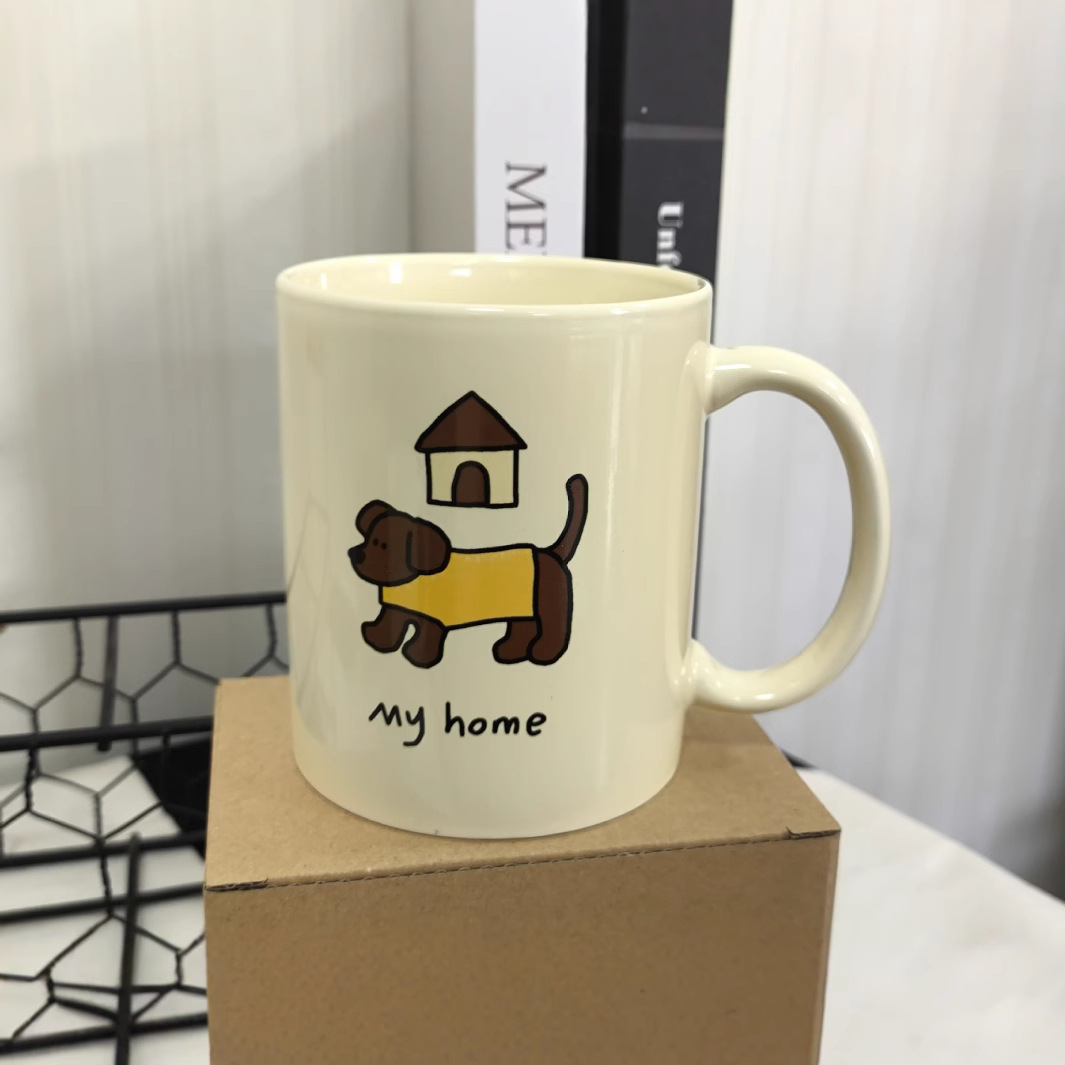 pdd same cartoon pacha puppy mug ins style good-looking cute cream ceramic cup Specification drawing