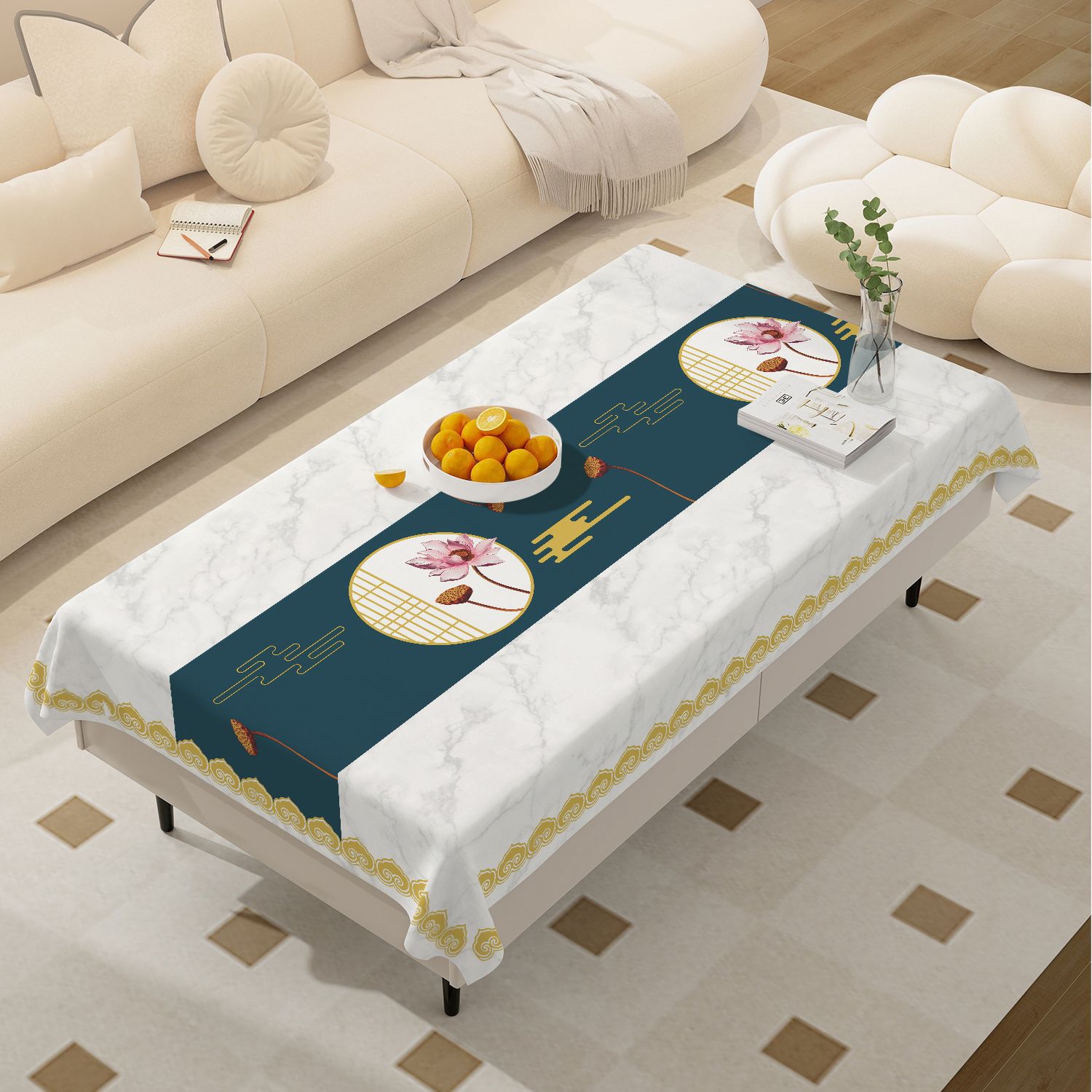 e-commerce generation coffee table tablecloth factory wholesale gilding tablecloth waterproof oil-proof table cloth lace pvc round tablecloth Item Picture