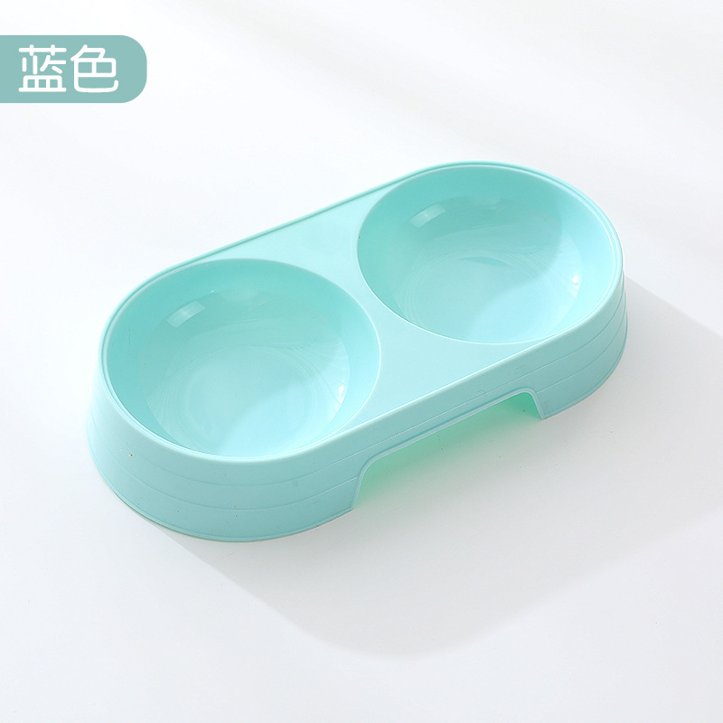 ins macaron pet double bowl wholesale small  water bowl plastic dog bowl anti-tumble dog basin pet supplies Specification drawing