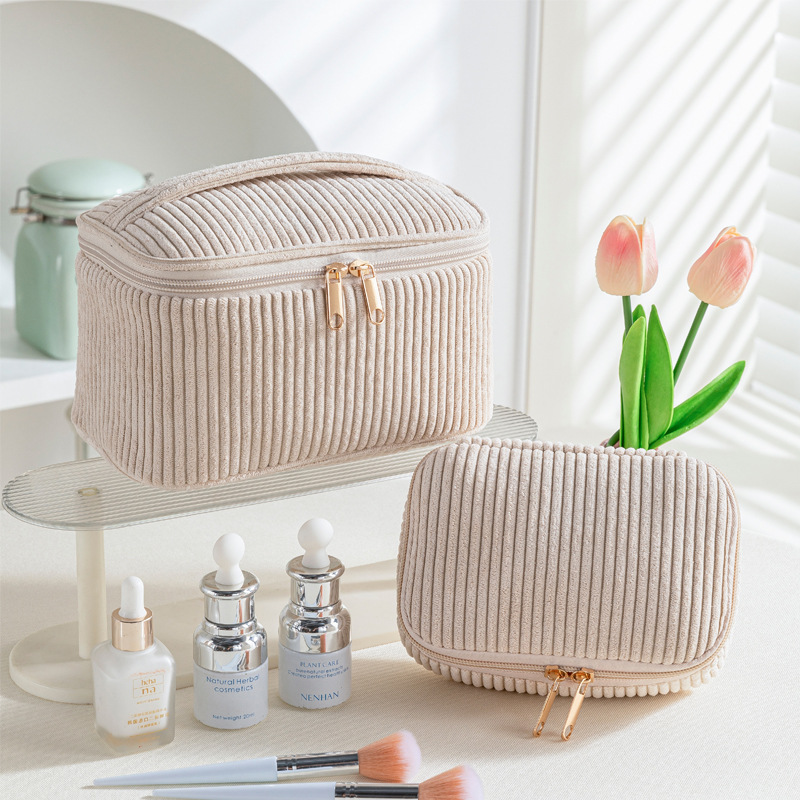 corduroy cosmetic bag out portable tote flannel large capacity buggy bag multi-functional lipstick pack four-piece set Specification drawing
