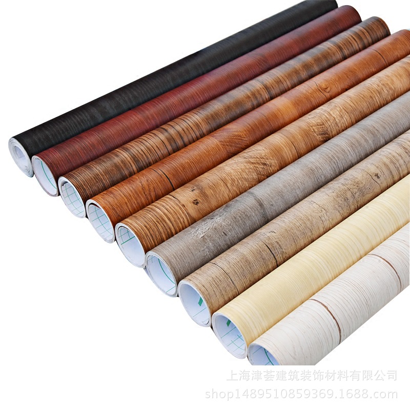 waterproof pvc wood grain furniture refurbished stickers self-adhesive wallpaper wardrobe cupboard table door decoration boeing film Item Picture