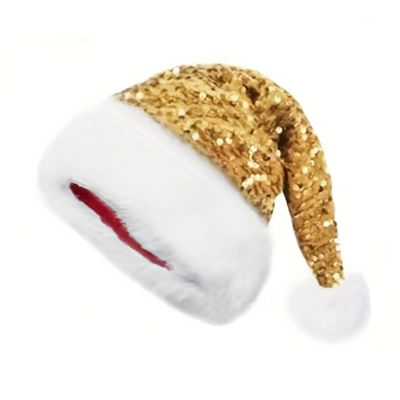 cross-border new arrival christmas decoration atmosphere hat double layer sequin cap haipai fur caps thickened length fur caps 32 * 45cm details Picture