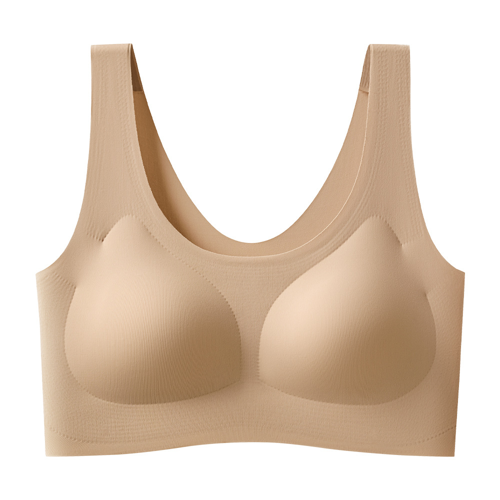 cloud underwear women's seamless non-size bra big chest small sports vest type wireless large size back shaping bra details Picture
