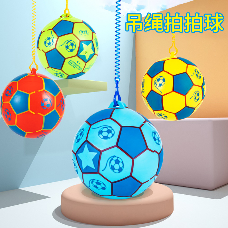 baby chain football toy with drawstring ball elastic ball children inflatable pat ball student outdoor sports details Picture
