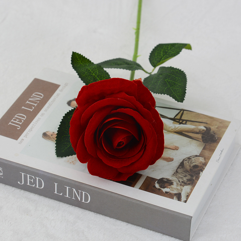 single feel flannel artificial rose valentine's day bouquet flower arrangement home decorative fake flower rose waterfall layout details Picture