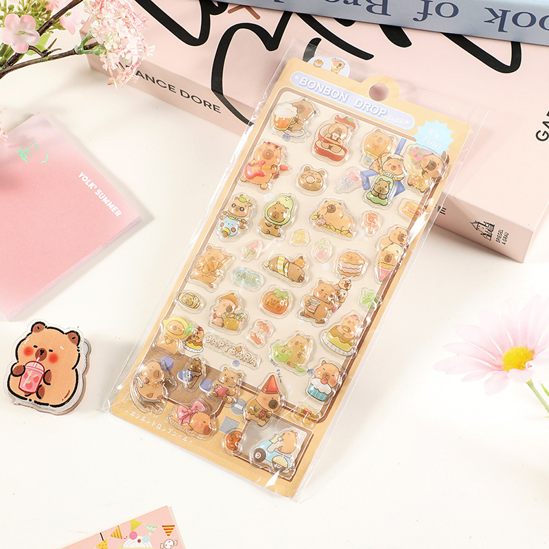 cartoon three-dimensional floating fun stickers crystal diamond children's decorative stickers 3d stickers cute relief stickers girl Item Picture