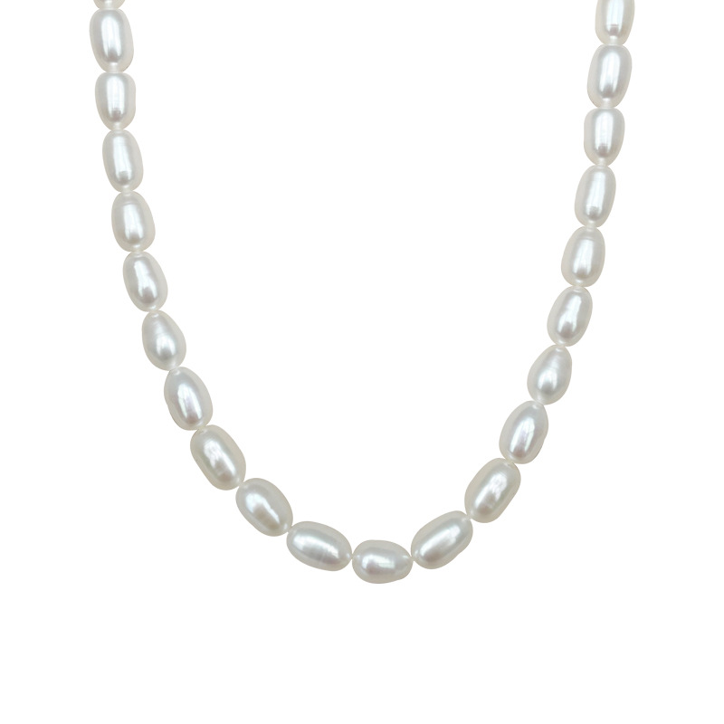 natural freshwater pearl necklace women's fashion barhaoke clavicle chain special-interest design 14k gilded necklace sweater chain Item Picture