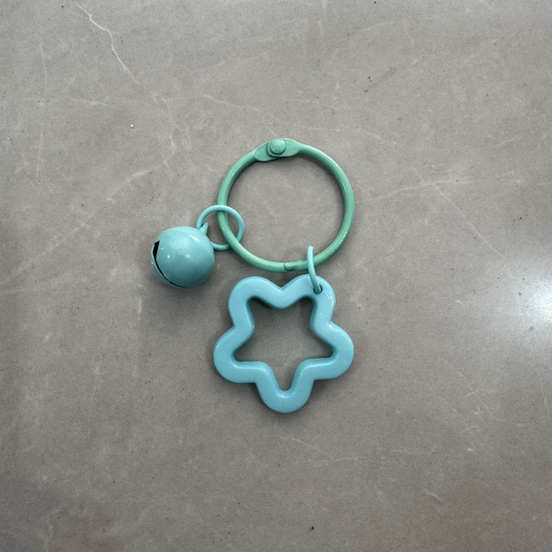 acrylic color five-pointed star key ring earphone sleeves handbag pendant paint circlip bell decorative keychain details Picture