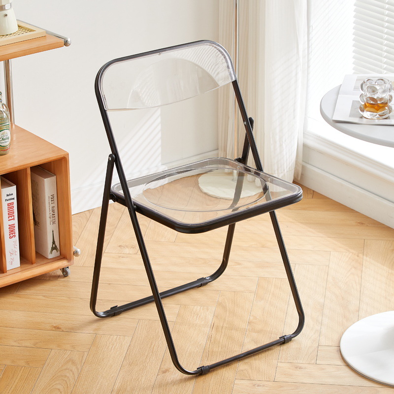 transparent folding chair industrial style dining chair ins stool fashion trending photography chair clothing store cosmetic chair plastic Application Scenario