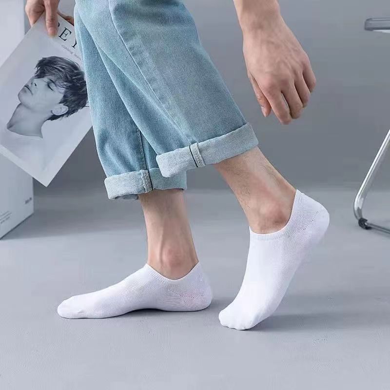 spring and summer men's solid color socks low cut sweat-absorbent invisible all-match boat socks spring and summer business casual men's boat socks details Picture