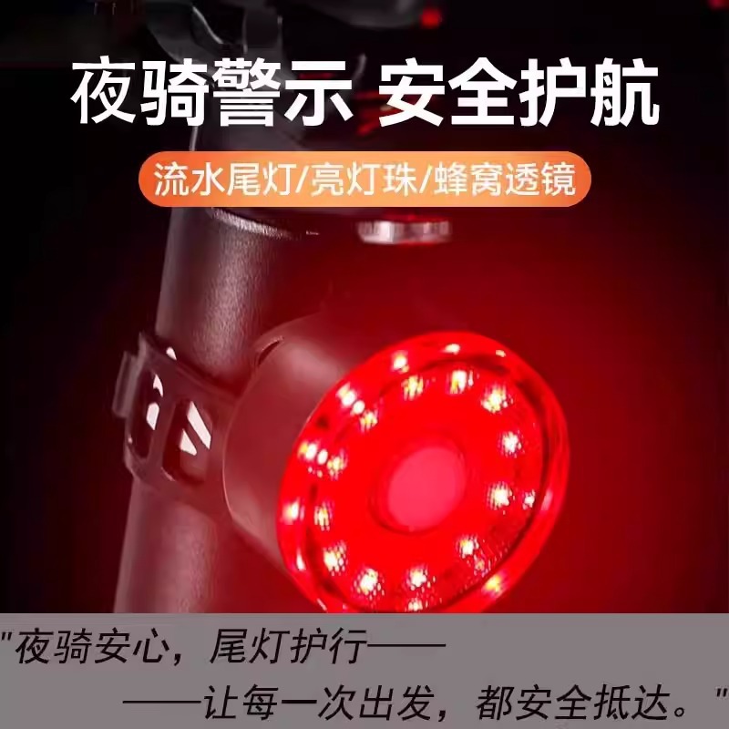 【爆闪】自行车尾灯usb充电山地车灯夜骑公路骑行创意款尾灯装备详情1