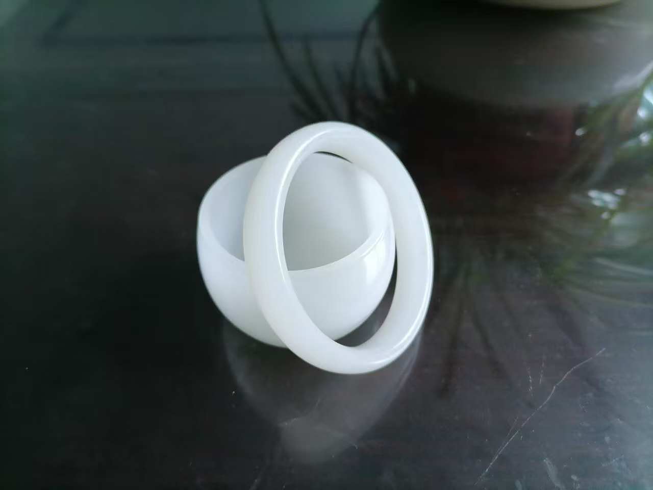 imitation jade jade bracelet bold bracelet glass thick bar trending women jade bracelets han chinese clothing green ice-like jade bracelet details Picture