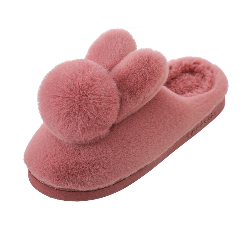 cotton slippers women's winter thick bottom non-slip three-dimensional plush warm home indoor couple cute outdoor bag heel confinement shoes Item Picture