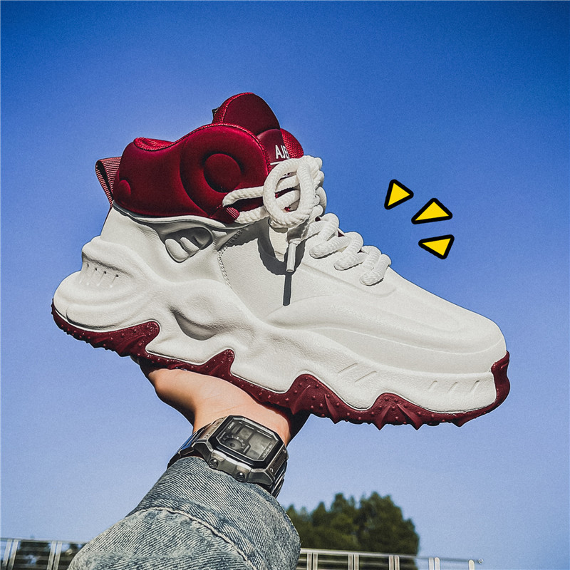 2025 new mid-top men's shoes trendy all-match fashionable platform shoes non-slip breathable and wearable shock-absorbing casual sneakers details Picture