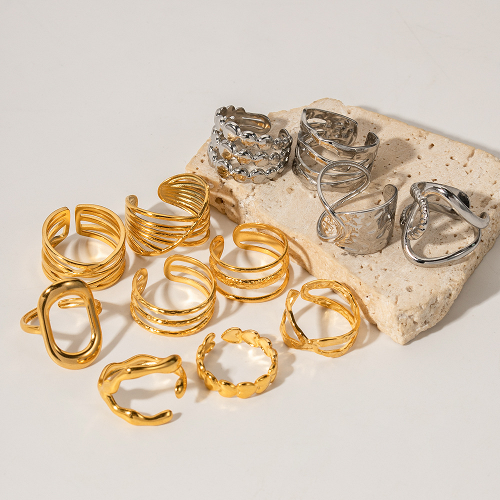 european and american ins style high-grade simple gold steel series stainless steel simple bracelet ring ornament wholesale Specification drawing