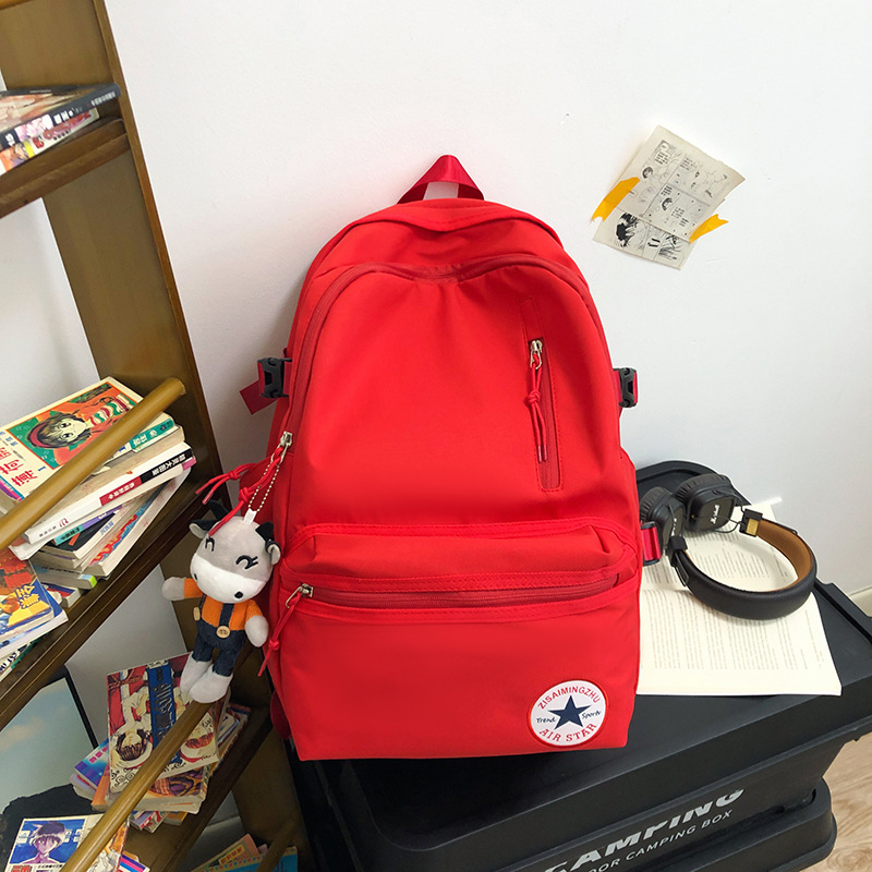 schoolbag male junior high school student large capacity simple good-looking ins style high school student middle school student college students' backpack tide details Picture