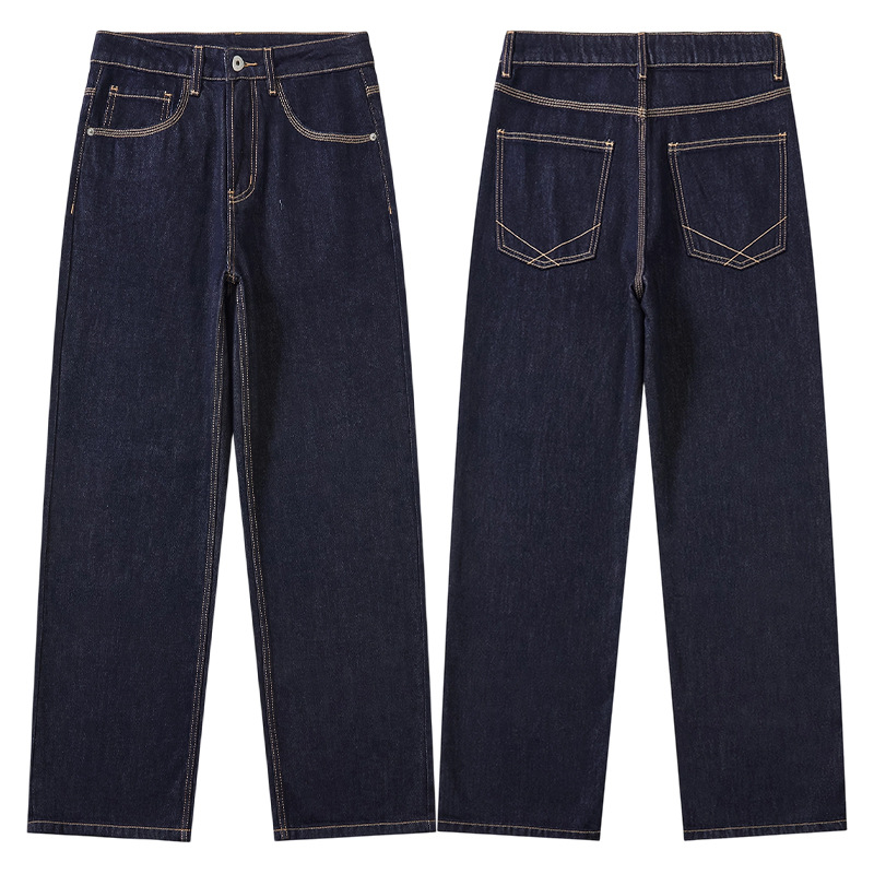 xxbro men's# autumn and winter loose straight jeans men's washed cleanfit american high street vibe long pants full figure