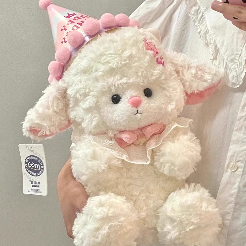 christmas gift prize claw comfort lamb puppet doll birthday hat stuffed doll birthday gift details Picture