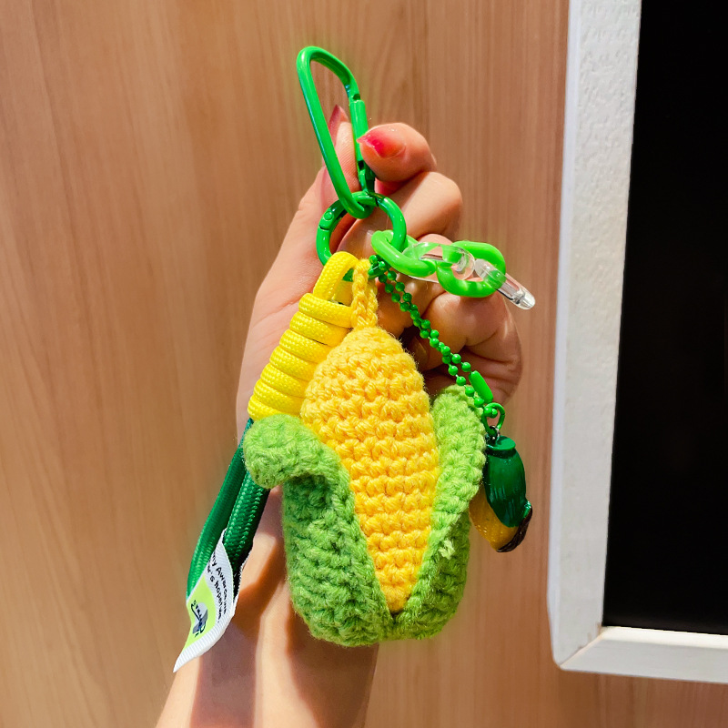 handmade wool crocheted simulation corn keychain plush woven candy toy small pendant couple girlfriends bag ornaments full figure