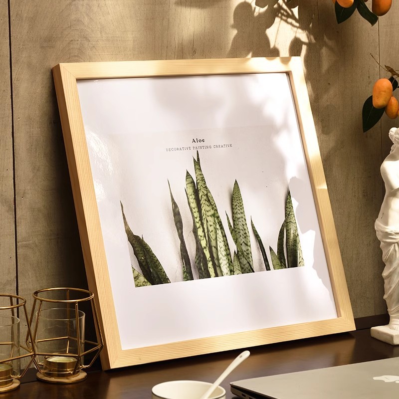 square solid wood picture frame framed photo frame wall-mounted 33 38 30 35 40 45 50 60-inch simple table decoration Item Picture