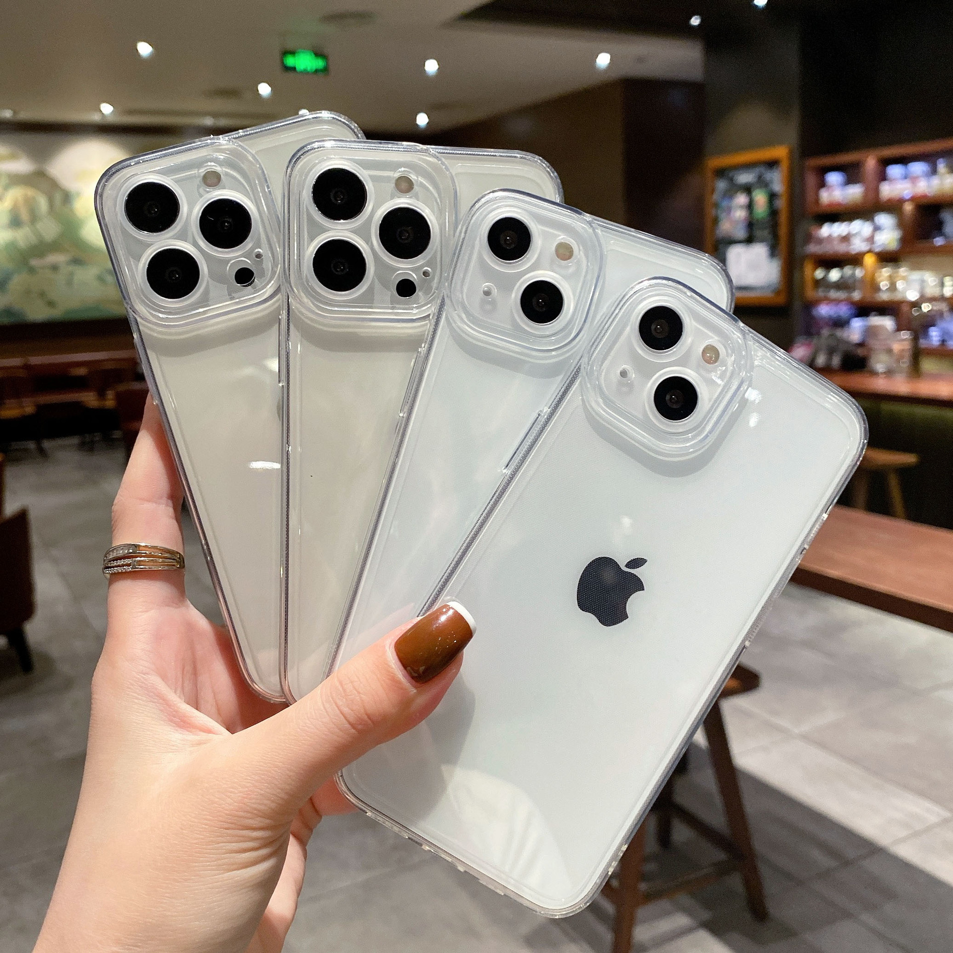 transparent straight edge for apple 15promax phone case tpu soft iphone11 all wrapped simple 16 protective case Specification drawing