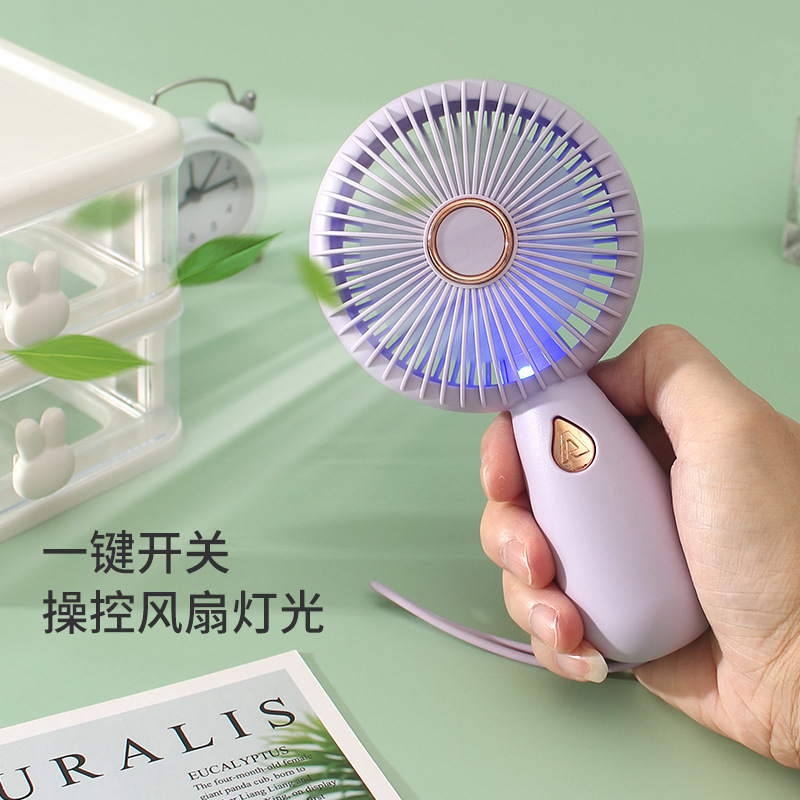simple small handheld fan portable small fan with led usb rechargeable electric fan details Picture