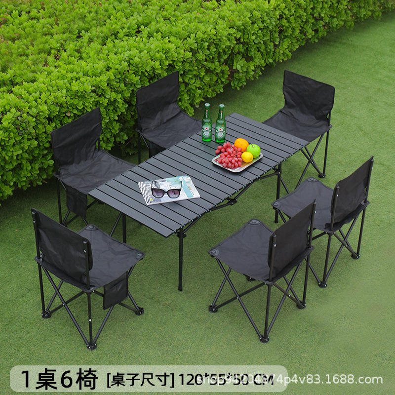 outdoor folding table egg roll table stall portable camping table and chair set picnic chair full set instrument supplies Item Picture