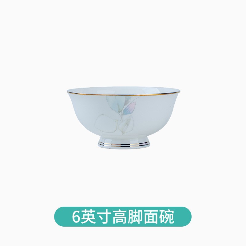 bowl and dish set household light luxury bone china tableware jingdezhen bowl and plate combination housewarming tableware plate ceramics Item Picture
