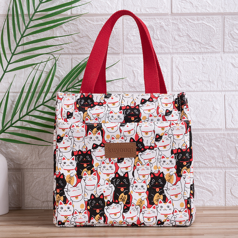 take to work meal lunch box bag aluminum foil thickening lunch bag japanese handbag canvas hand carrying thermal bag details Picture