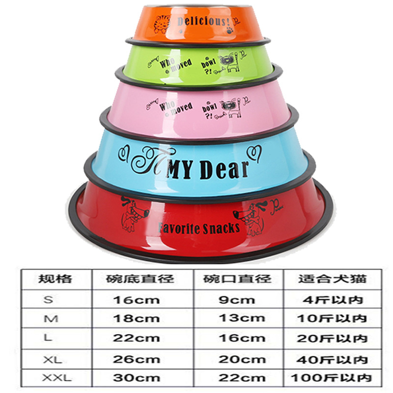 dog bowl factory wholesale stainless steel dog bowl  bowl pet supplies anti-tumble large dog printing footprints pet bowl details Picture