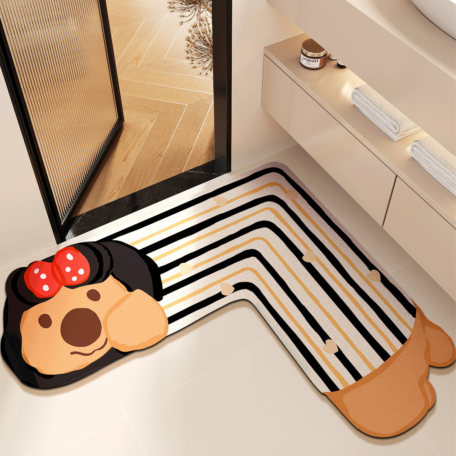 spot bathroom mats l-type bathroom absorbent floor mat diatom ooze toilet doorway carpet household wholesale Specification drawing