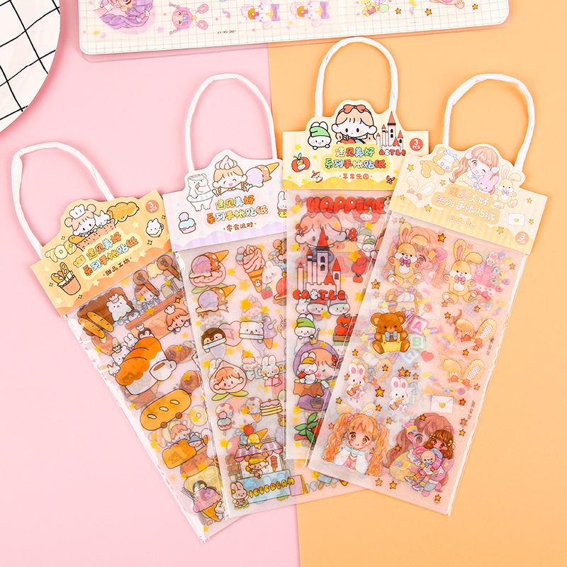 creative ins style journal stickers pet cartoon not repeated decorative sticker cute girl's gift gu nano sim paper bag full figure