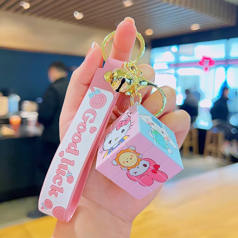 clow m rubik's cube keychain pendant wholesale decompression cartoon little creative gifts schoolbag pendant key chain accessories Application Scenario
