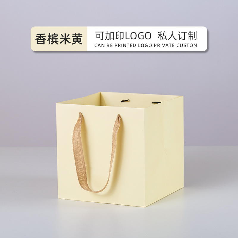 flower handbag square paper bag pot baking cake candy gift bag paper bag wholesale printable logo Item Picture