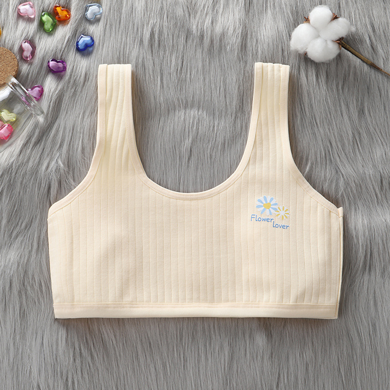 girls' puberty junior and middle school students underwear new tube top wireless vest breathable pure cotton wrapped chest sports bra full figure