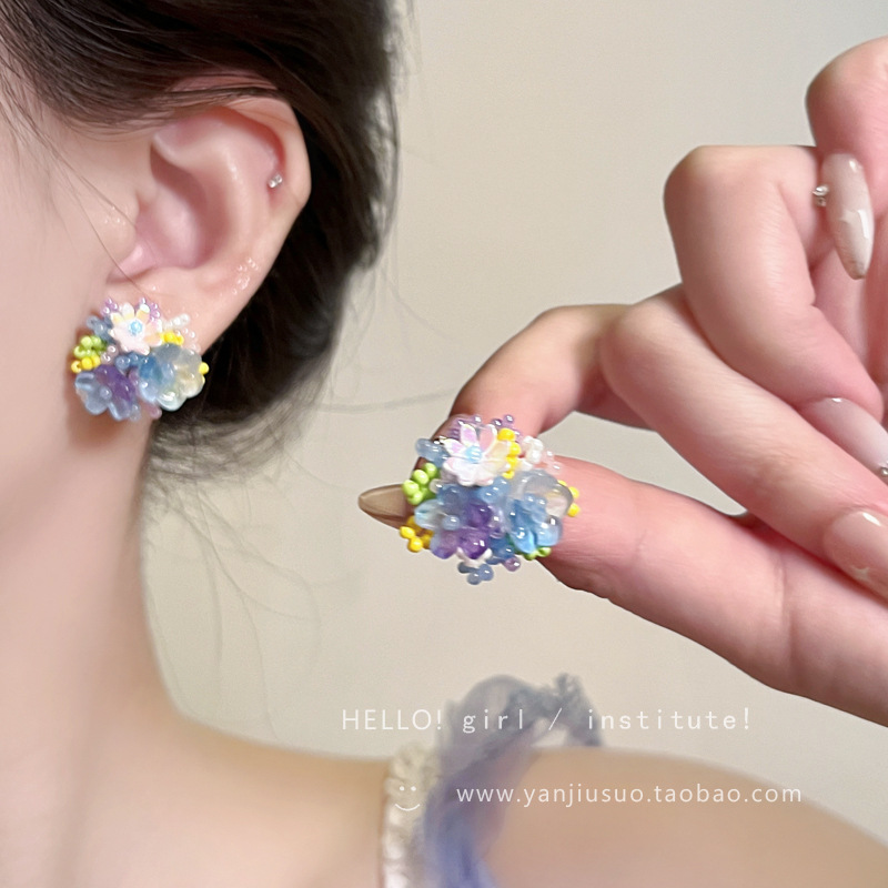 fairy butterfly flowers collection ~ sterling silver needle light luxury finely inlaid stud earrings female 2025 new popular yiwu earrings Item Picture