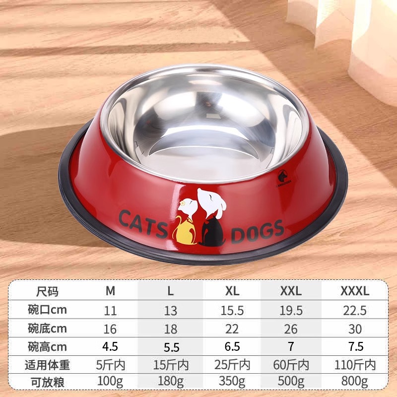 dog bowl dog food bowl anti-tumble dog basin  bowl stainless steel dog rice bowl golden retriever large large dog pet supplies details Picture