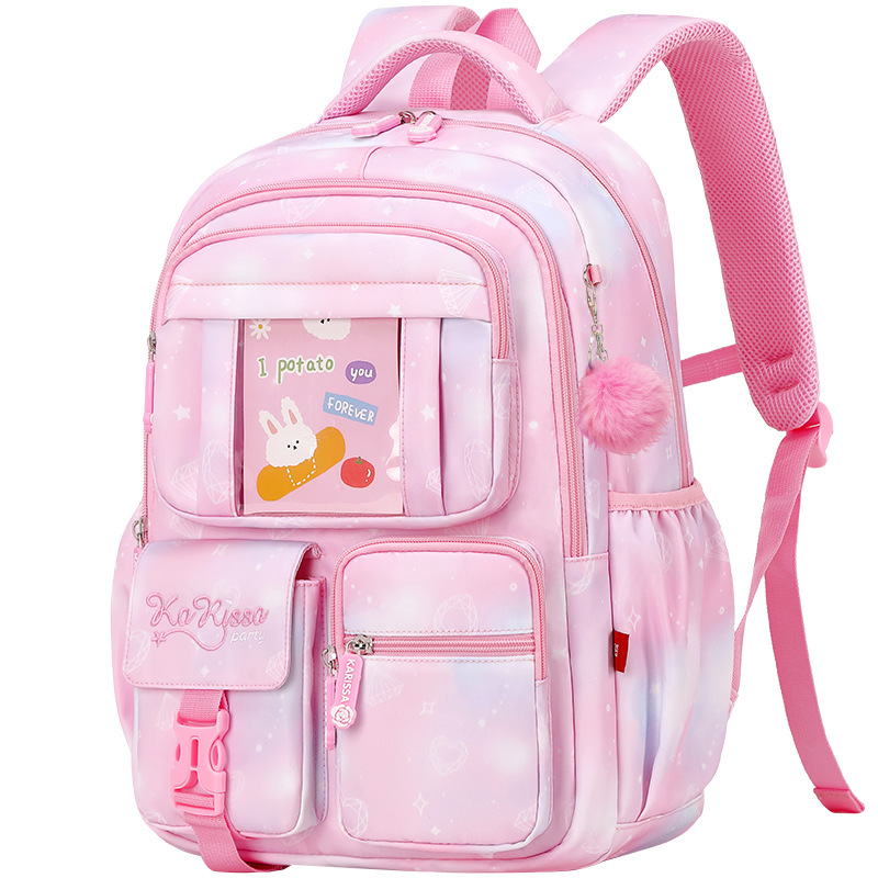 new style pink princess primary school student schoolbag children backpack girl lightweight and large capacity middle school students' backpack Item Picture