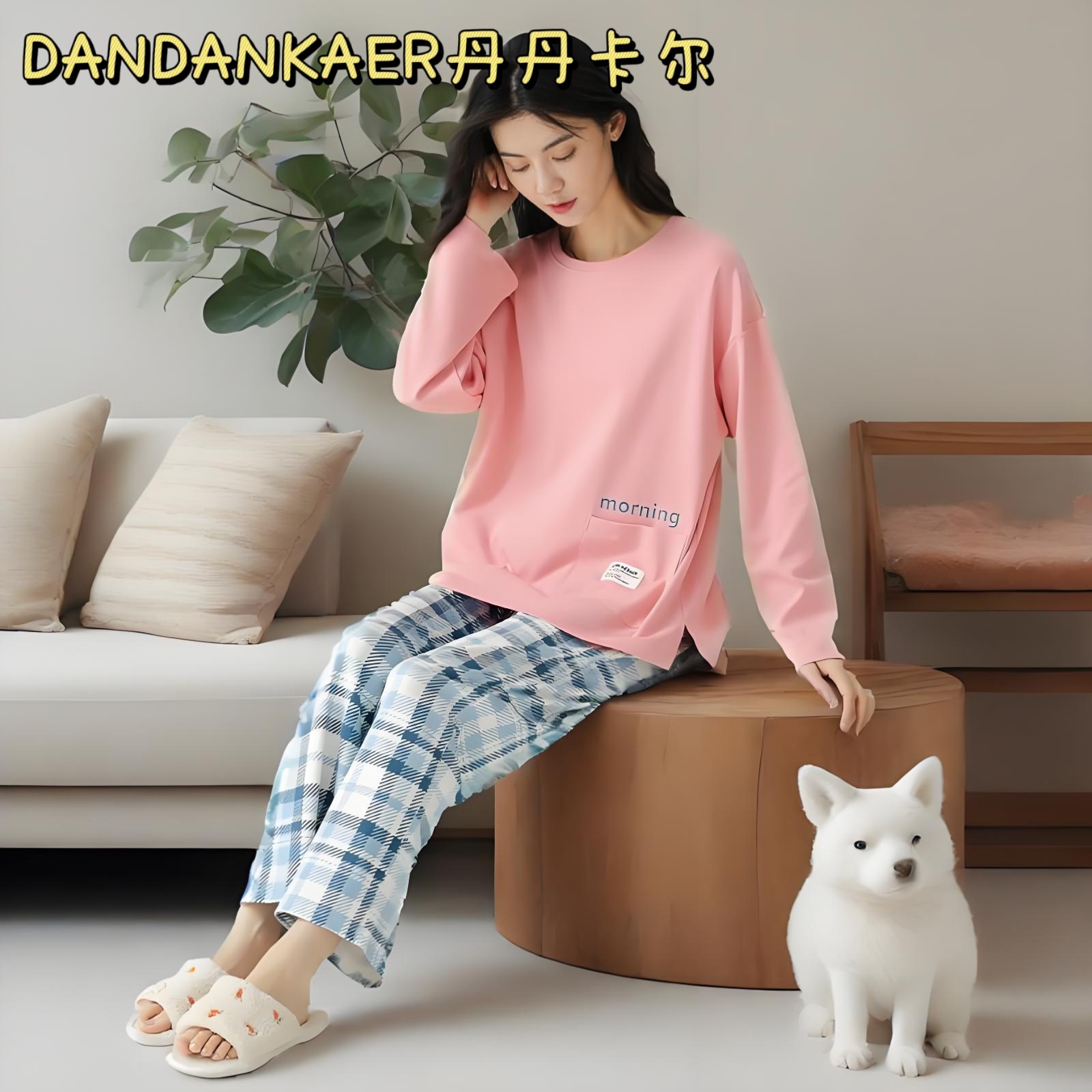 women's cotton pajamas autumn leisure cute sweet plus size student long sleeve trousers homewear suit can be worn outside Specification drawing