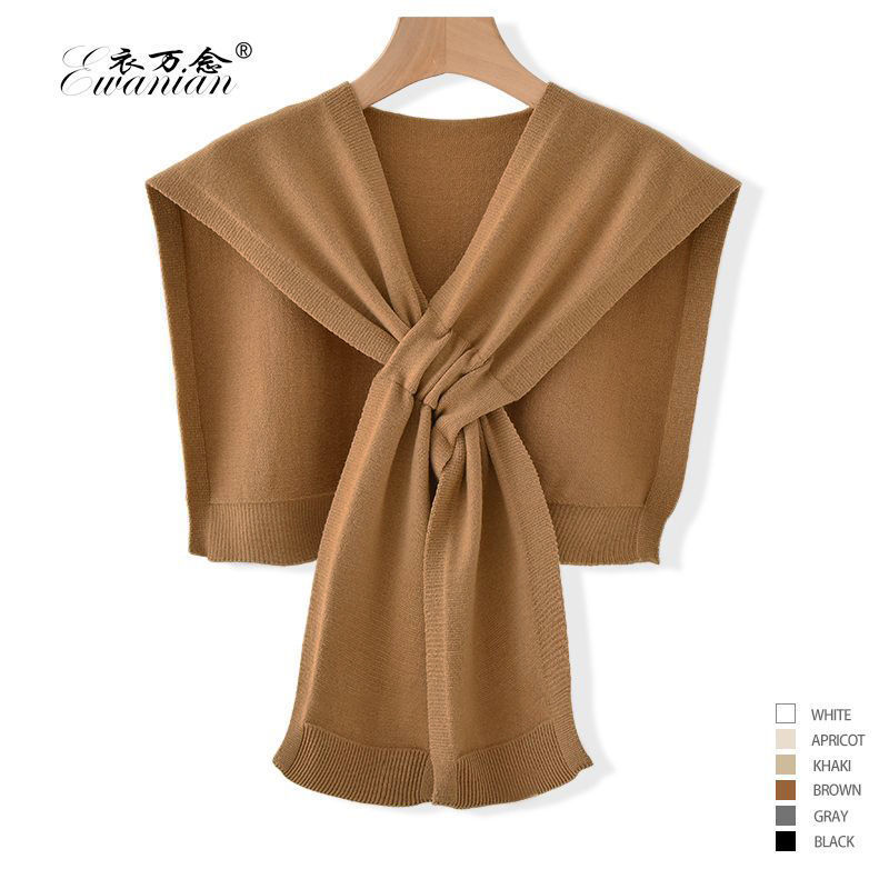 knitted shawl outer match cross knotted waistcoat office air-conditioned room cervical support shoulder scarf simple style full figure