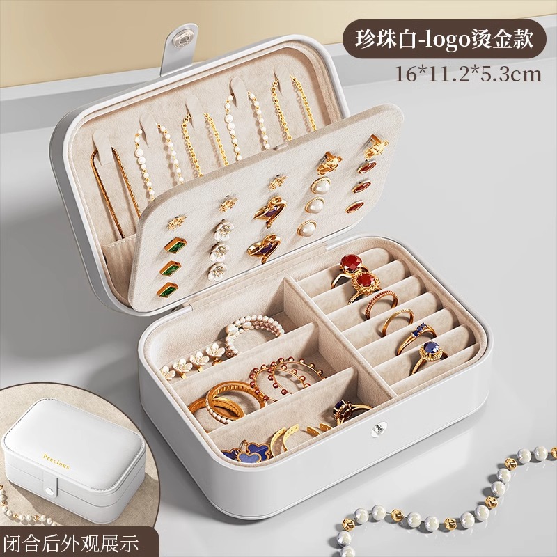 jewelry box high-end delicate earrings stud earrings storage box bracelet ring necklace gold portable jewelry box new Application Scenario