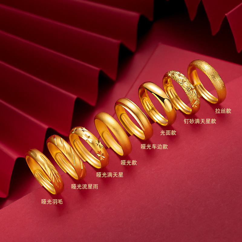 alluvial gold ancient style simple bracelet frosted ring for men and women couples openings matte ring simulation gold adjustable hot sale Application Scenario