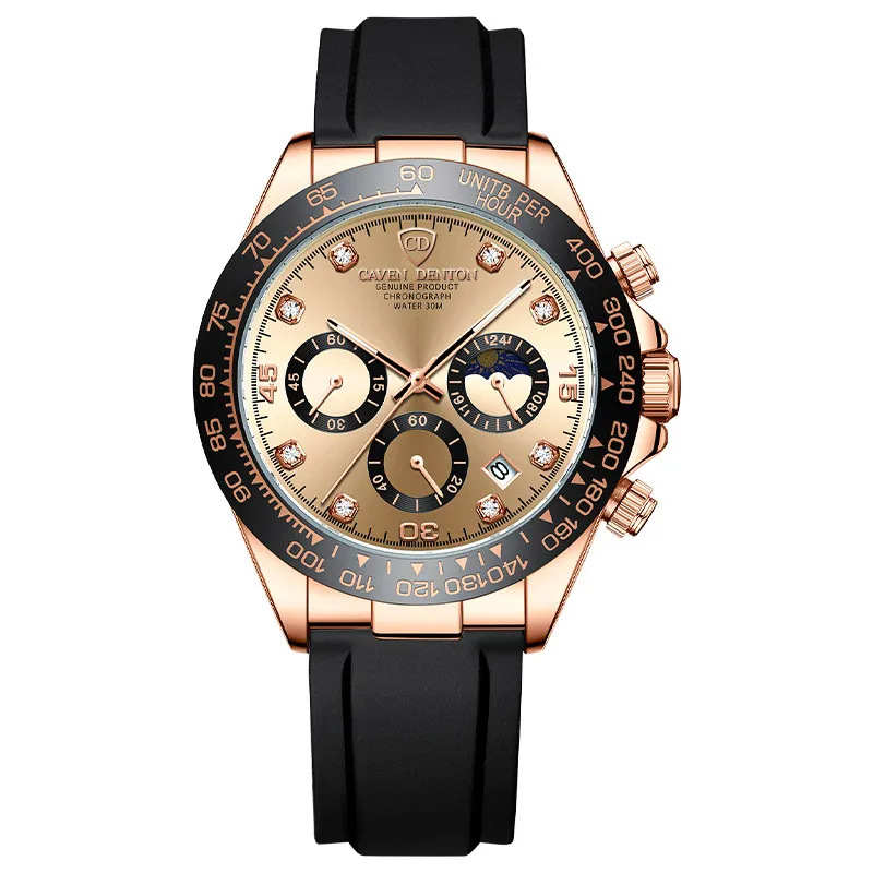 2024 foreign trade popular style men's watch belt waterproof multi-function quartz watch racing dial cross-border men's watch Item Picture